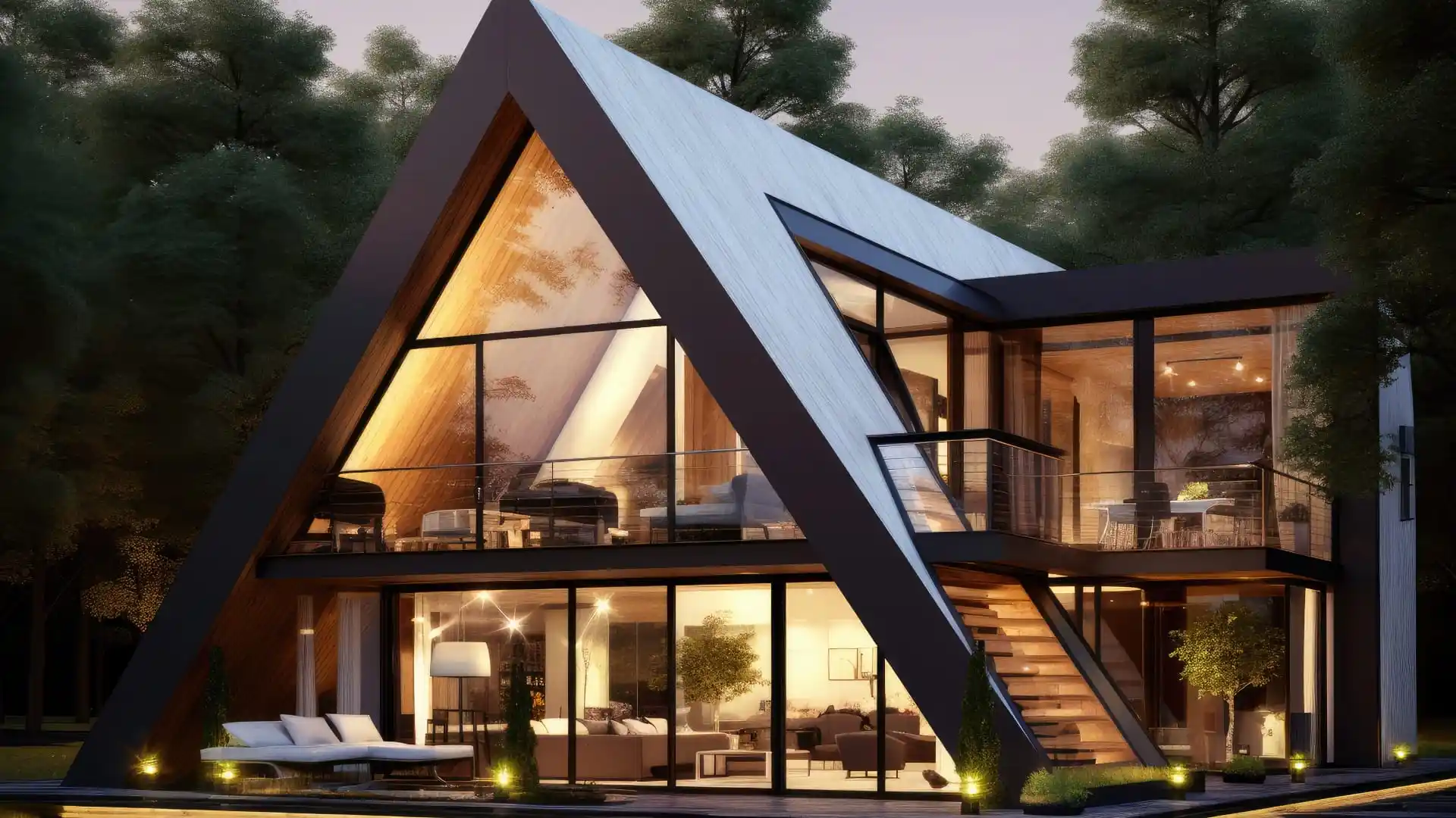 Ein Haus mit Rahmen-Design, das modern und stilvoll ist